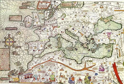 De Azoren in een Catalaanse atlas uit 1375.