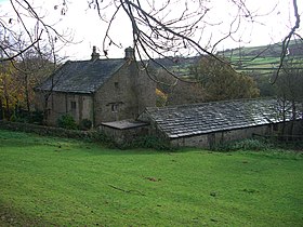 The house seen from Annet Lane with the outbuildings on the right hand side. Fair House Farm 2.JPG