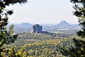 * Nomination Königstein Fortress, Falkenstein and Lilienstein, Elbe Sandstone Mountains, Saxon Switzerland, Germany --Tobi 87 08:22, 9 October 2014 (UTC) * Promotion Foggy air and not the best light but imho nonetheless QI. Nice framing. --Tuxyso 08:27, 9 October 2014 (UTC)