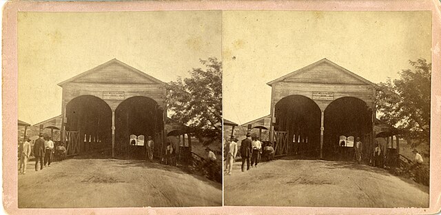 Covered bridge in Macon, Georgia, 1877