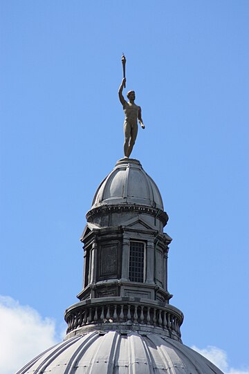 Figure of Youth on the dome of Old College Edinburgh by John Hutchison