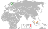 Location map for Finland and Malaysia.