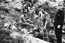 The discovery of the entrance to a mass grave in Friuli after World War II Foibe massacres - Discovery of a mass grave in postwar.jpg