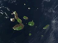 Galapagos Adaları'nın uydu görüntüsü.