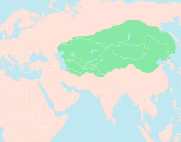 Mongol Empire in 1227 at Genghis Khan's death