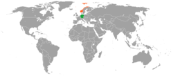 Mapo indikante lokojn de Germanio kaj Norvegio