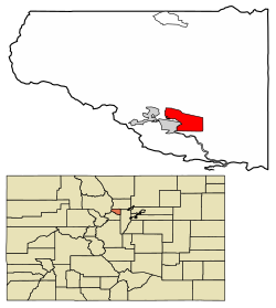 Gilpin County Colorado Incorporated and Unincorporated areas Black Hawk Highlighted 0807025.svg