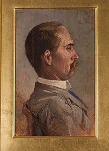 614 Portrait of Mazzoli, in profile label QS:Len,"Portrait of Mazzoli, in profile" 1890