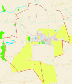 Mapa konturowa Grabowa, w centrum znajduje się punkt z opisem „Parafia św. Stanisława”