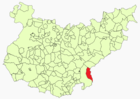 Locatie van de gemeente Granja de Torreermosa op de kaart van de provincie