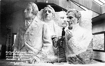 Original mockup of the Mount Rushmore statue "before funding ran out"[24]