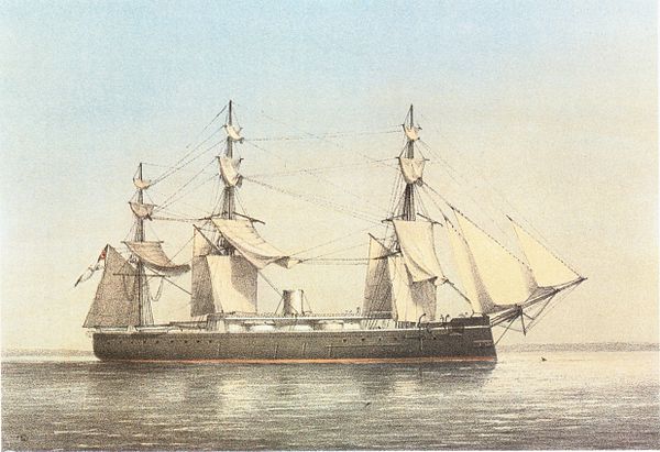 Painting of HMS Monarch by William Frederick Mitchell