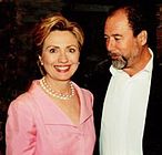 Hillary Clinton with her largest 2000 contributor, Peter Paul, at the Gala Hollywood Farewell Salute to President Clinton. Hillary Clinton and her largest donor Peter Paul.jpg