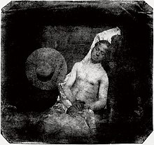 Hippolyte Bayard: Self Portrait as a Drowned Man (1840) Hippolyte Bayard - Drownedman 1840.jpg