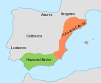 Primera división de Hispania en dos provincias: Citerior y Ulterior