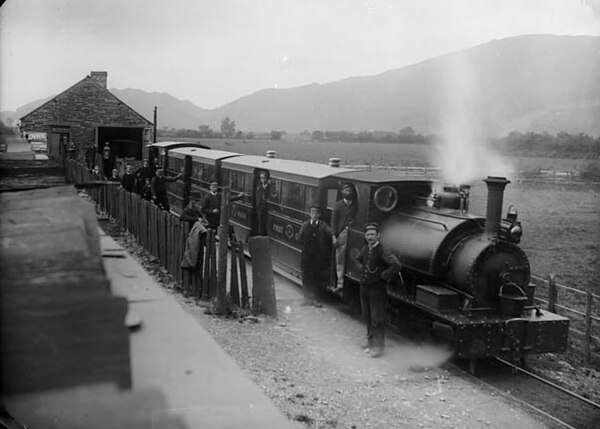 Locomotive No.1 with a train at Machynlleth, in the 1890s