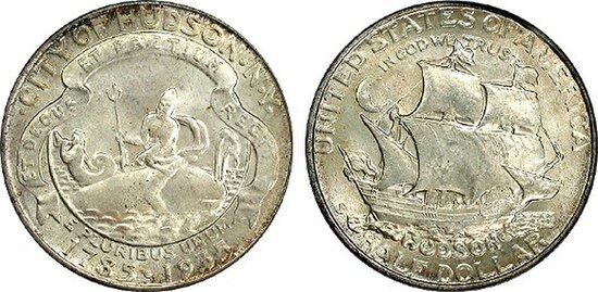 The Hudson sesquicentennial commemorative half dollar was issued in 1935. It had one of the smallest mintages for a type issued by the US Mint.