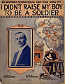 I Didn't Raise My Boy To Be A Soldier 1915 sheet music cover, with photo of singer Eddie Morton