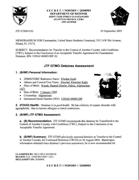 File:ISN 00831, Khadan Kadir's Guantanamo detainee assessment.pdf