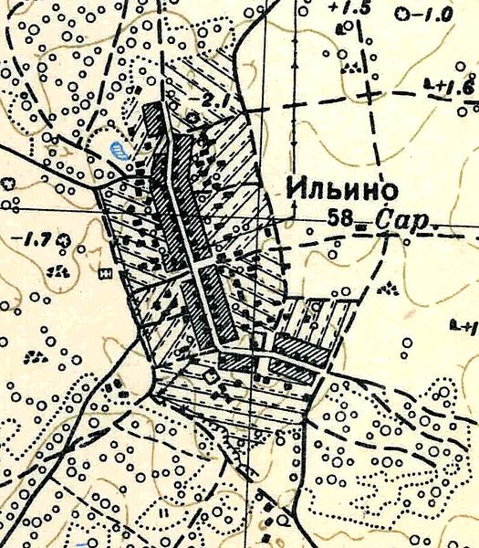 Plano del pueblo de Ilyino.  1939