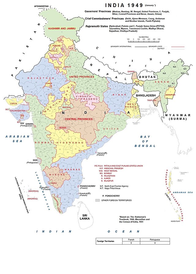 Intian dominio vuonna 1949.