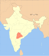 Telangana is in southern India. India Telangana locator map.svg