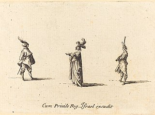 Lady with Plumed Hat, and Two Gentlemen