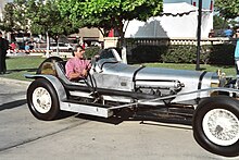 Leno arriving at the 45th Primetime Emmy Awards in his Hispano-Suiza Aero,[101] 1993