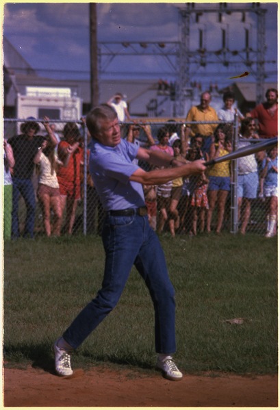 File:Jimmy Carter at bat during a softball game in Plains, GA - NARA - 175856.tif