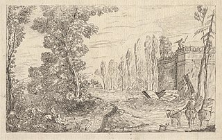 Horseman Fording a Stream with Cattle