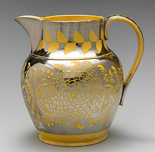 Lustreware Pottery with a reflective or iridescent surface