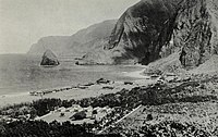 The Molokai island in Hawaii once the "Land of the Living Death," where lepers were treated with remarkable success by the then new chaulmoogra oil. Photo from 1922. Kalawao, Molokai, ca. 1922.jpg