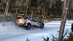 Nineteen-year-old Finn Kalle Rovanpera made his debut in the sport's top class with his fellow co-driver Jonne Halttunen. KalleRallySweden2020(1).jpg