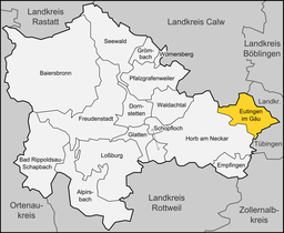 Läget för Eutingen im Gäu i Landkreis Freudenstadt