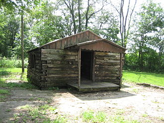 The log cabin at the park was moved to the site in 1981. Kent Il Kellogg's Grove10.JPG