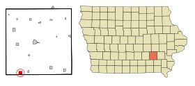 Keokuk County Iowa Incorporated and Unincorporated areas Hedrick Highlighted.svg