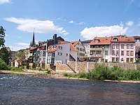 Alte Neustadt; links „Klein-Venedig“, im Hintergrund der Turm der Nikolauskirche