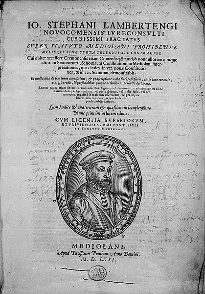 File:Lambertenghi, Giovanni Stefano – Tractatus super statuto Mediolani prohibente mulieres sine certa solennitate contrahere, 1571 – BEIC 13780123.jpg