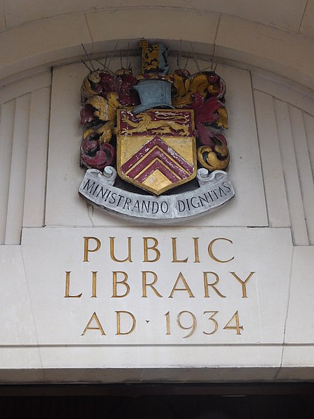 Leyton's coat of arms outside Leytonstone Library