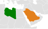 Location map for Libya and Saudi Arabia.