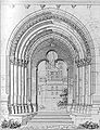 Deutsch: Westportal des Limburger Doms. Stich von C. Sasemiuhl nach einer Zeichnung von Georg Moller. Aus Mollers "Denkmäler der Baukunst" (1828), Bd. 2. English: Limburg cathedral: western portal. cut by C. Sasemihl after a drawing by Georg Moller. From Moller's "Denkmäler der Baukunst" (1828), vol 2.