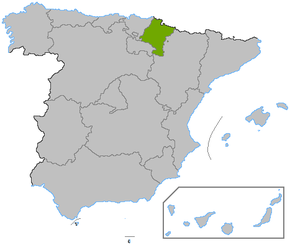Poziția regiunii Comunidad Foral de Navarra Nafarroako Foru Erkidegoa[1]