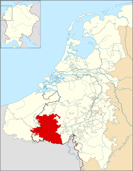 Het graafschap Henegouwen rond 1350.