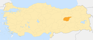 Тунджелі на мапі Туреччини