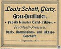 Encart publicitaire pour la distillerie de Louis Schott