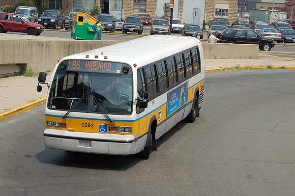 A route 86 bus at Sullivan Square in 2006