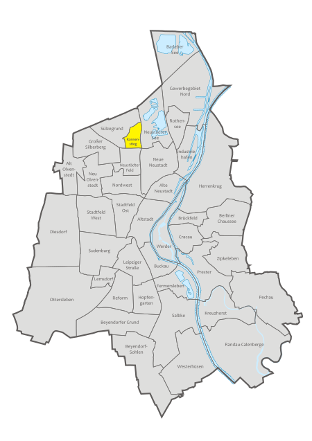 Magdeburg, administrative districts, Kannenstieg location