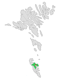 特沃羅伊里市鎮在法羅群島的位置（綠色和紅色部分）