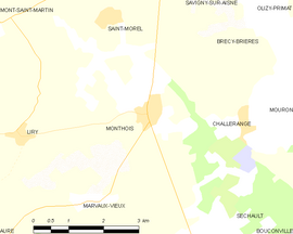 Mapa obce Monthois