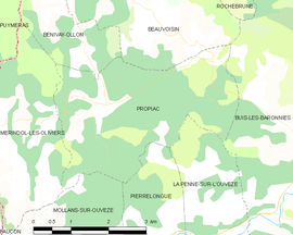 Mapa obce Propiac
